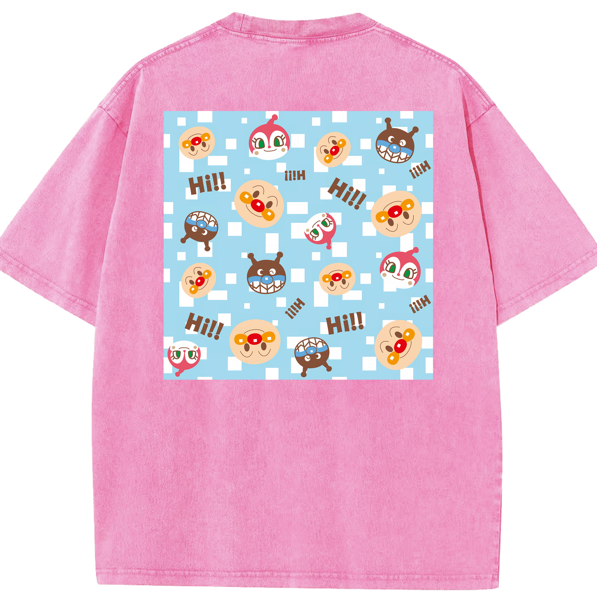 （画像用） アンパンマン Anpanman 綿100% ヴィンテージ風 半袖Tシャツ（背面プリント）